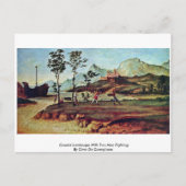 Kustlandschap met twee Mannen die strijden Briefkaart (Voorkant)