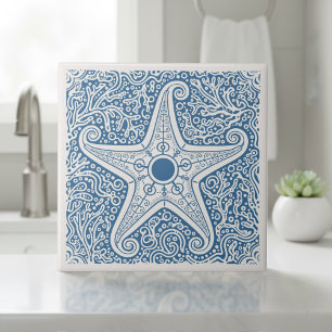 Kustlevenserie Zeester Blauw D1208 Tegeltje