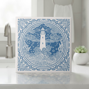 Kustlevensserie Vuurtorenblauw D1208 Tegeltje