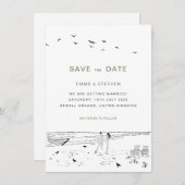 Kustliefde zandstrand minimale bruiloft save the date (Voorkant / Achterkant)