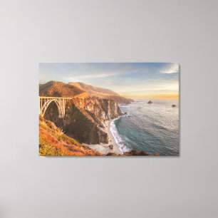 Kustlijn Bixby Bridge, Big Sur California Canvas Afdruk