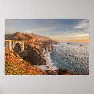 Kustlijn Bixby Bridge, Big Sur California Poster