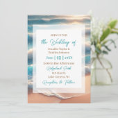 kustlijn elegante bruiloft kaart (Staand voorkant)