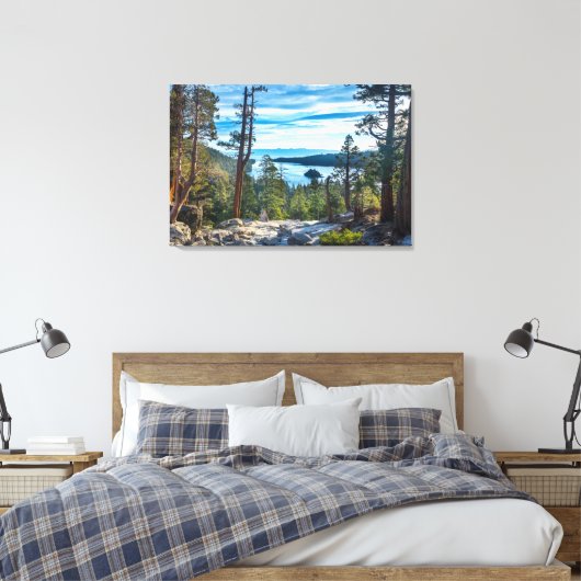 Kustlijn | Emerald Bay, Lake Tahoe, Californië Canvas Afdruk (Insitu (Slaapkamer))
