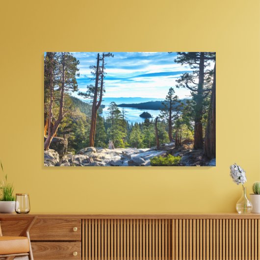 Kustlijn | Emerald Bay, Lake Tahoe, Californië Canvas Afdruk (Insitu (Woonkamer))