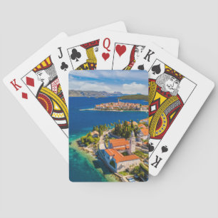 Kustlijn Korcula Town, Korcula Island, Kroatië Pokerkaarten