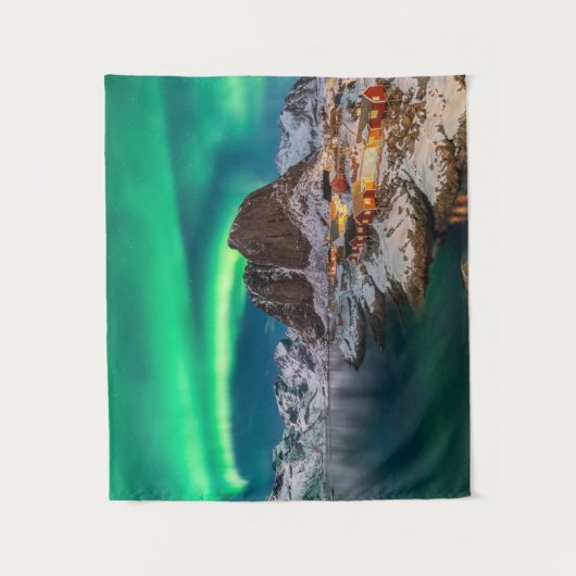 Kustlijn | Lofoten-eilanden, Hamnoy, Noorwegen Wandkleed (Voorkant)