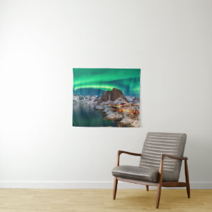 Kustlijn   Lofoten-eilanden, Hamnoy, Noorwegen Wandkleed