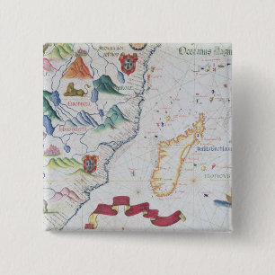 Kustlijn Madagaskar en Oost-Afrika Vierkante Button 5,1 Cm