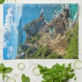 Kustlijn | Palaiokastritsa, Corfu, Griekenland Theedoek (Gevouwen)