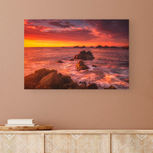 Kustlijn Sunset Pacific Grove Carmel California Canvas Afdruk