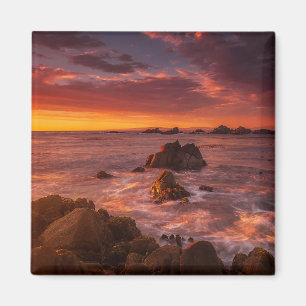 Kustlijn Sunset Pacific Grove Carmel California Magneet