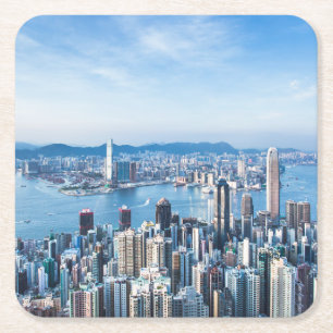 Kustlijn Tsim Sha Tsu, Hong Kong Island, Azië Vierkante Kartonnen Onderzetter