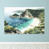 Kustlijn uitzicht van Palaiokastritsa Painting, Co Canvas Afdruk (Insitu (Houten vloer))