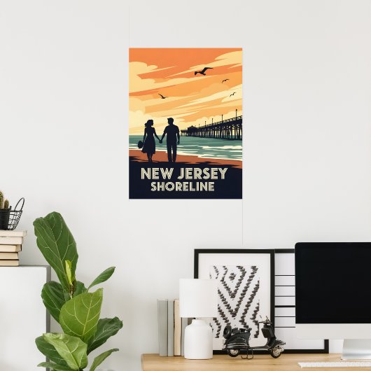  kustlijn van New Jersey Poster (Thuiskantoor)