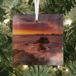 Kustlijn Zonsondergang Pacific Grove Carmel Cali Glas Ornament