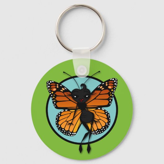 KUSTMAANDBUTTERFLY ROND BASIC BUTTON SLEUTELHANGER (Voorkant)