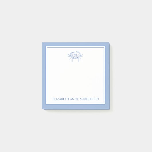 Kustmakersblauw en witte krab op maat post-it® notes (Voorkant)