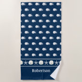 Kustmakreel Blue Personalized Starfish Strandlaken (Voorkant)