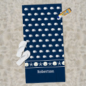 Kustmakreel Blue Personalized Starfish Strandlaken