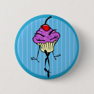 KUSTMATIGE CARTOON KUPCAKE VROUWENRONDE BUTTON