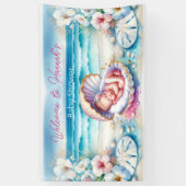 Kustmeisje Baby shower gepersonaliseerd Spandoek (Verticaal)