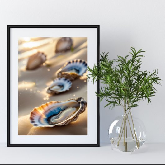 Kustmuur Art Oyster Shells op het Shore Poster