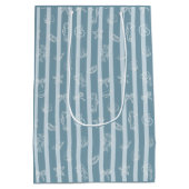 Kustnautisch patroon | Blauwe zee schelp & zeepaar Medium Cadeauzakje (Achterkant)