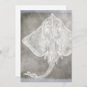 Kustneutraal Waterverf Schaats Sting Ray Pewter Ne Kaart (Voorkant / Achterkant)