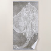 Kustneutraal Waterverf Schaats Sting Ray Pewter Ne Strandlaken (Voorkant)