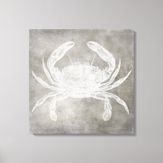 Kustneutrale Waterverf Crab Silver Pewter Canvas Afdruk (Voorkant)