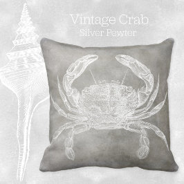 Kustneutrale Waterverf Crab Silver Pewter Kussen