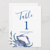 Kustnummer blauwe Waterverf krab bruiloft Kaart (Voorkant / Achterkant)