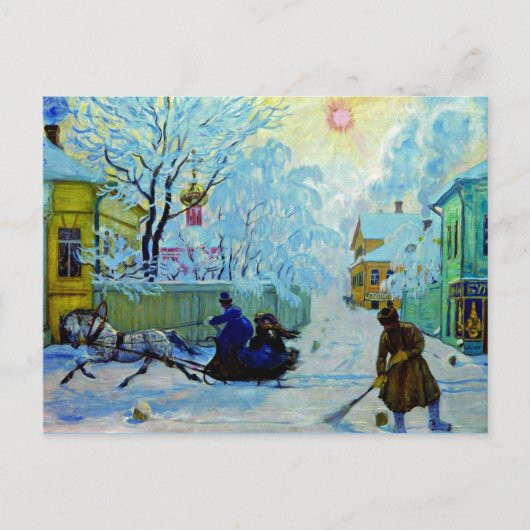 Kustodiev - Frosty Morning Briefkaart (Voorkant)