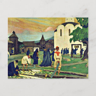 Kustodiev - in het klooster briefkaart