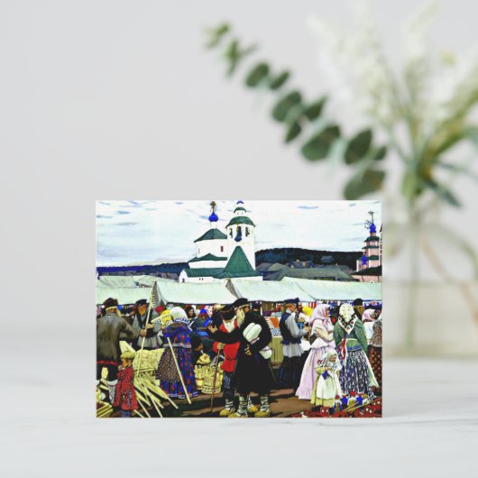 Kustodiev - Op de kermis Briefkaart (Staand voorkant)