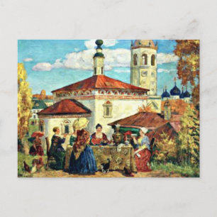Kustodiev - Op de oude Suzdal Briefkaart