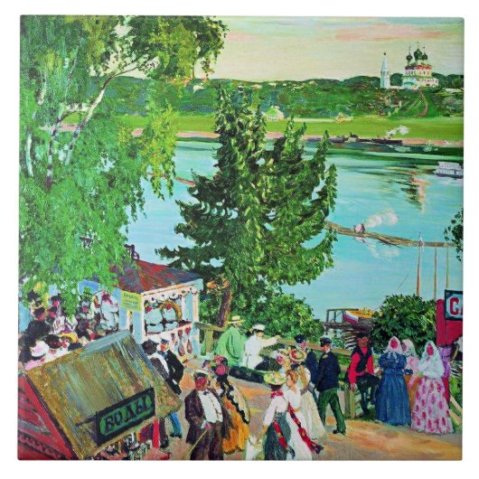 Kustodiev - Promenade along the Volga, Tegeltje (Voorkant)