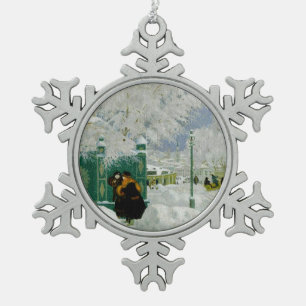 Kustodiev - Winter Scene, beroemd schilderij; Tin Sneeuwvlok Ornament