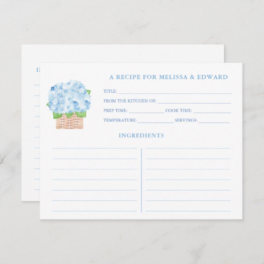 Kustoma Blue Hydrangea Recept Kaart (Voorkant / Achterkant)