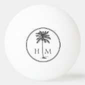 Kustpalm zwart-wit monogram pingpongballen (Voorkant)