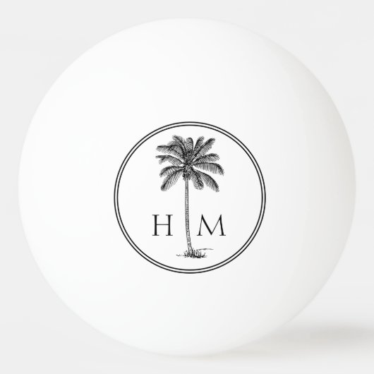 Kustpalm zwart-wit monogram pingpongballen (Voorkant)