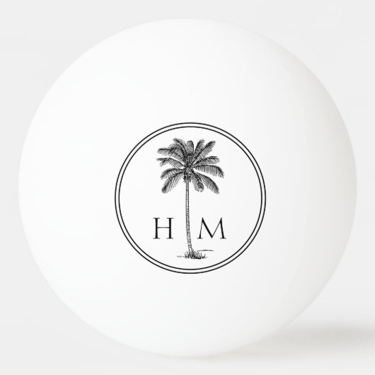 Kustpalm zwart-wit monogram pingpongballen (Achterkant)
