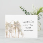 Kustpalmbomen en QR-code bruiloft Save The Date (Staand voorkant)
