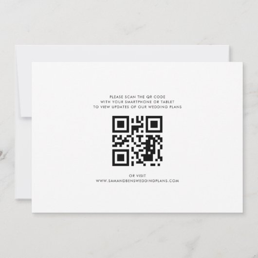 Kustpalmbomen en QR-code bruiloft Save The Date (Achterkant)