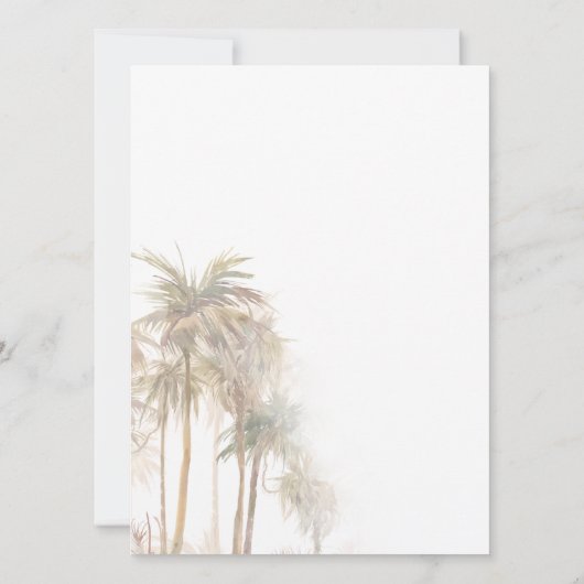 Kustpalmbomen Moderne bestemming bruiloft Kaart (Achterkant)