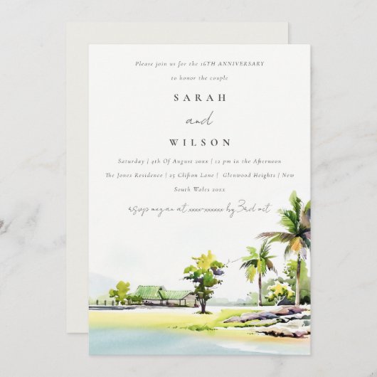 Kustpalmboom Ieder jaar Jubileum uitnodigen Bedankkaart (Voorkant / Achterkant)