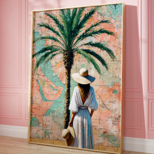 Kustpalmboom Reizen Muurkunst Mediterraan Poster