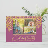 Kustpalmfotocollage kerstmis feestdagenkaart (Staand voorkant)