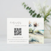 Kustpalmstrand zeebaars QR-code RSVP Informatiekaartje (Staand voorkant)